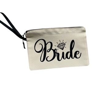 Bride Canvas Wristlet Clutch - Black and Cream